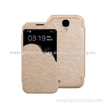 Newest Window Flip Leather Cases for Samsung Galaxy S4, PU Leather Material with Silk Texture Cases